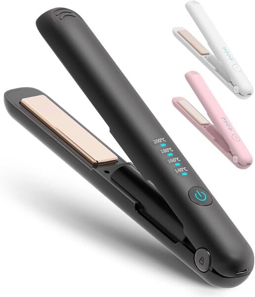 ヘアアイロン コードレス 2WAY カール/ストレートスヘアアイロン 18mm プロ仕様200℃ TYPE-C充電 3200mAh