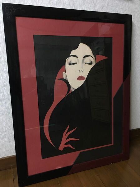 貴重!大きめ 鶴田一郎■「赤と黒の魅惑」日本女性/黒髪/美女/美人画