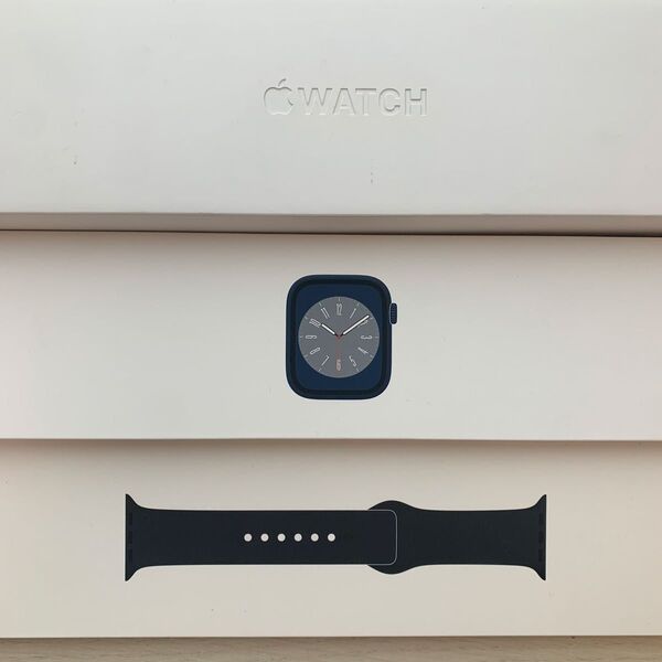 美品 Apple Watch Series 8 GPSモデル 45mm ミッドナイトアルミニウムケースとミッドナイトスポーツバンド