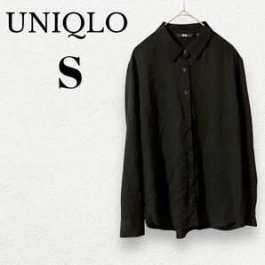 ユニクロ UNIQLO レーヨンシャツ S ブラック 黒