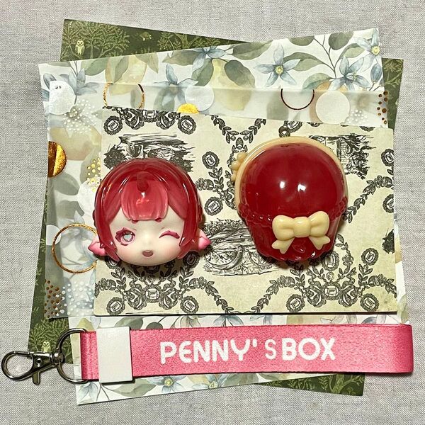 ANTU アンティーユ 掌心小宝 PENNY'S BOX 苺苺猫 イチゴ猫 ヘッド 髪 顔パーツ ストラップ付き