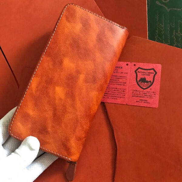 一点限定 栃木レザー 牛ヌメ革 本革 コンパクト財布 小銭入れあり 長財布 手縫い仕上げ財布 ハンドメイドYKK使用 &人気商品