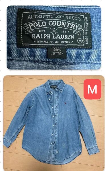 送料無料POLO COUNTRY RALPH LAUREN ポロカントリー ラルフローレン デニムシャツ レッドポニー刺繍