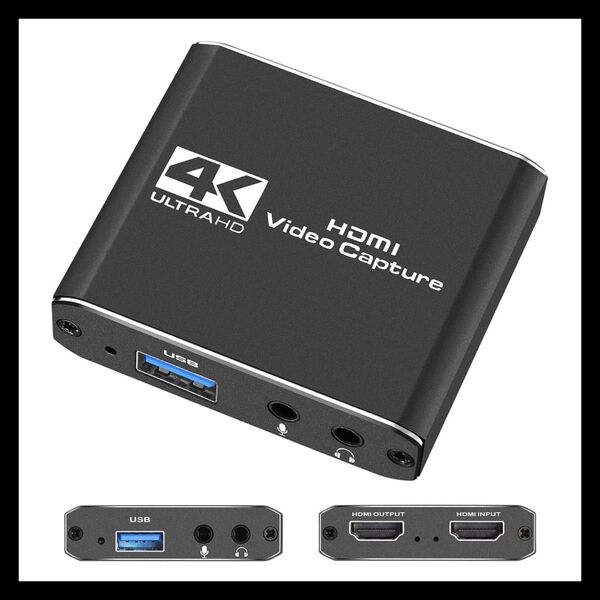 キャプチャカード 4K HDMI オーディオ ビデオキャプチャカード 録画 1080P 60FPS USBケーブル