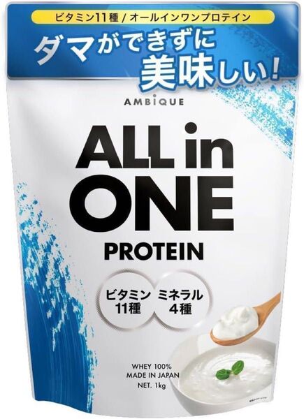 アンビーク オールインワン プロテイン ホエイ ヨーグルト風味 ビタミン11種配合 ミネラル4種配合 国産 1kg