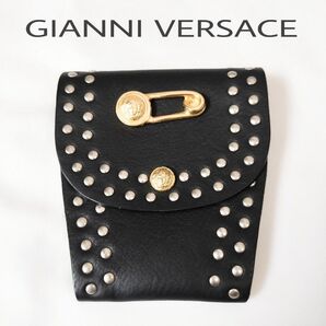 【未使用品】GIANNI VERSACE ゴールド メドゥーサ シボ革 ベルトポーチ
