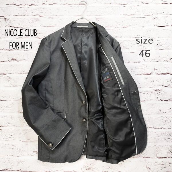 【美品】NICOLE CLUB FOR MEN テーラードジャケット シルバーボタン