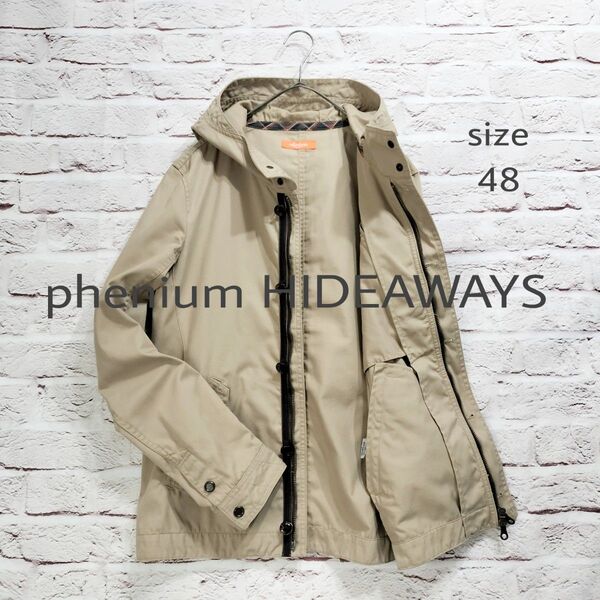 【袖裏チェック柄】phenium HIDEAWAYS フーディー ブルゾン ジャケット
