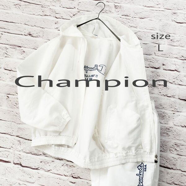 【日本製】Champion チャンピオン ナイロン セットアップ 上下 ロゴ刺繍