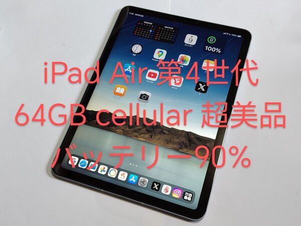 iPad Air 第4世代 Wi-Fi+Cellular 64GB 国内版SIMフリー 超美品 バッテリー健康度90%