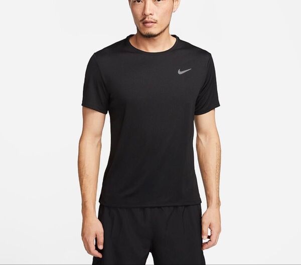 ナイキ(NIKE)(メンズ)Tシャツ 半袖 uv 速乾 ブラック 黒 マイラー 半袖トップ ドライフィット Lサイズ