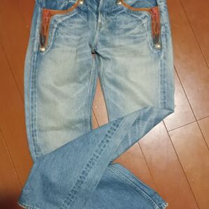 希少なGEMSTONEジェムストーンデニムパンツ レッドセルビッジコンチョボタン
