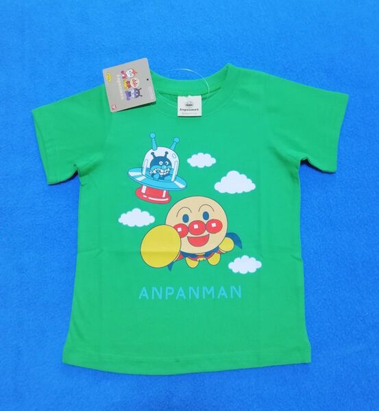 90cm 新品 アンパンマン アンパンチ柄半袖Tシャツ グリーン