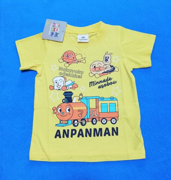 90cm 新品 アンパンマン SLマン柄半袖Tシャツ イエロー