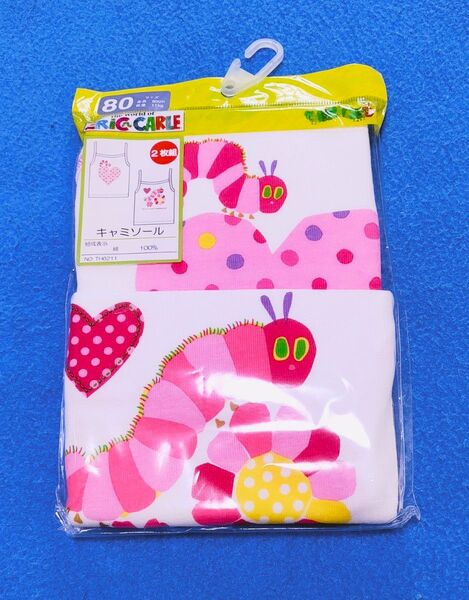 80cm 新品 はらぺこあおむし ピンク柄肌着キャミソール2枚