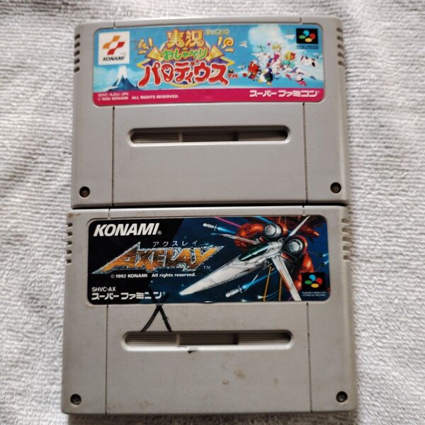 SFC 実況おしゃべりパロディウス・アクスレイ ソフト2点 コナミ スーパーファミコン シューティング