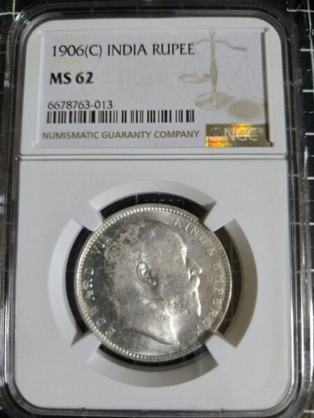 1906年 インド ルピー MS 62 エドワード7世 銀貨 イギリス 古銭