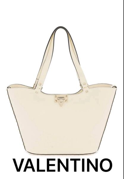 新品未使用 VALENTINO ヴァレンティノ バレンティノ トートバッグ 白 スタッズ レザー ハンドバッグ