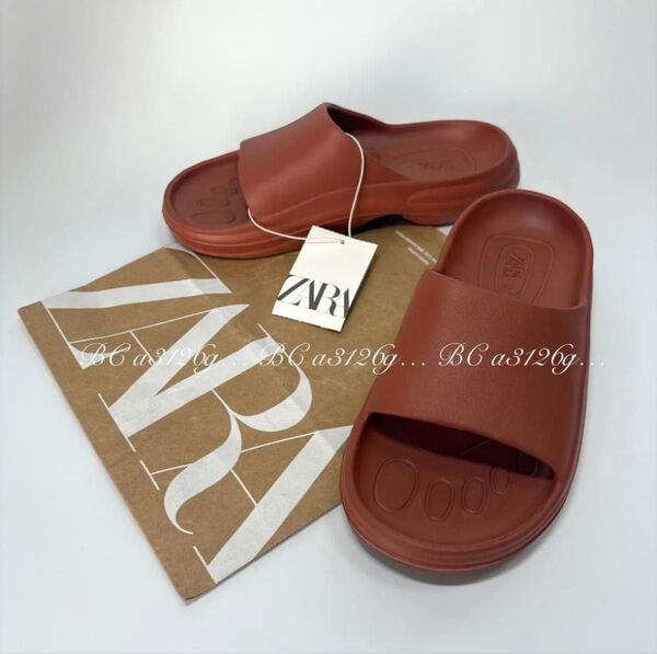 新品 ZARA ラバーサンダル 23.0cm 35 BROWN レディース ザラ スニーカー シューズ 水陸両用 タグ付き