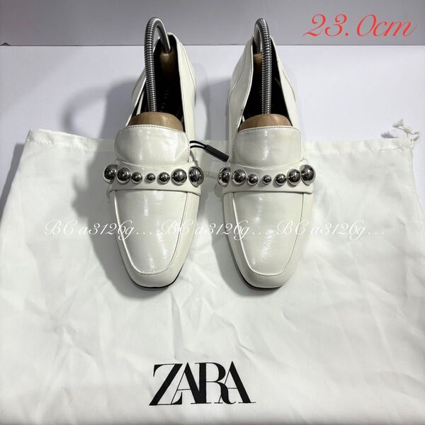 新品 ZARA 装飾飾り付き フラットパンプス 23.0cm 35 レディース ザラ シューズ アーモンドトゥ