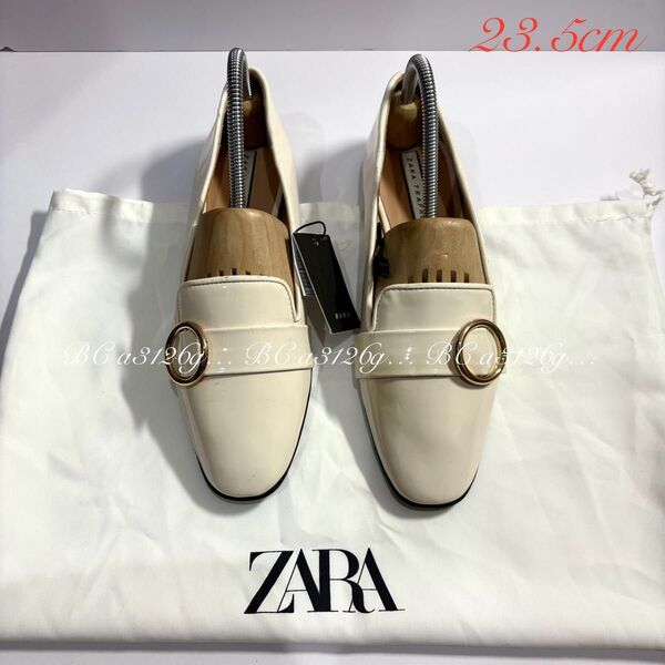 新品 ZARA 装飾飾り付き フラットパンプス 23.5cm 36 レディース ザラ シューズ アーモンドトゥ
