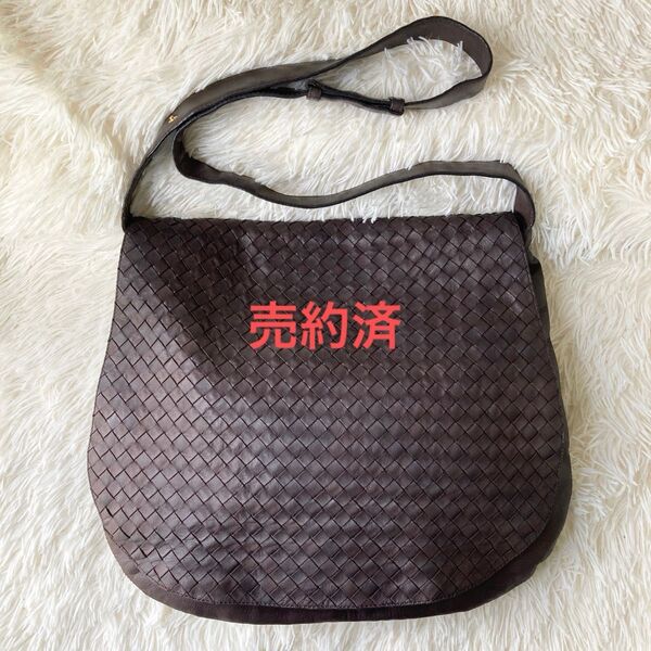 売約済*BOTTEGA VENETA/ボッテガヴェネタ■本革レザーイントレチャート 斜め掛け2wayショルダーバッグ■茶/ブラウン