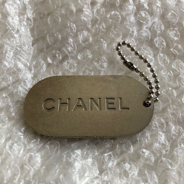 CHANEL/シャネル■非売品 キーホルダー キーチャーム ドッグタグ ペンダント キーチェーン■シルバー×グリーン/ゴールド