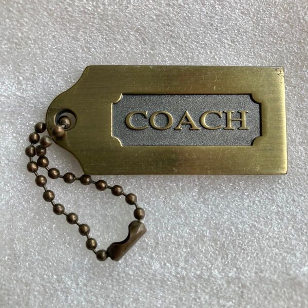 COACH/コーチ■ボールチェーン キーホルダー バッグチャーム タグ 金属プレート 両面ロゴ■真鍮カラー