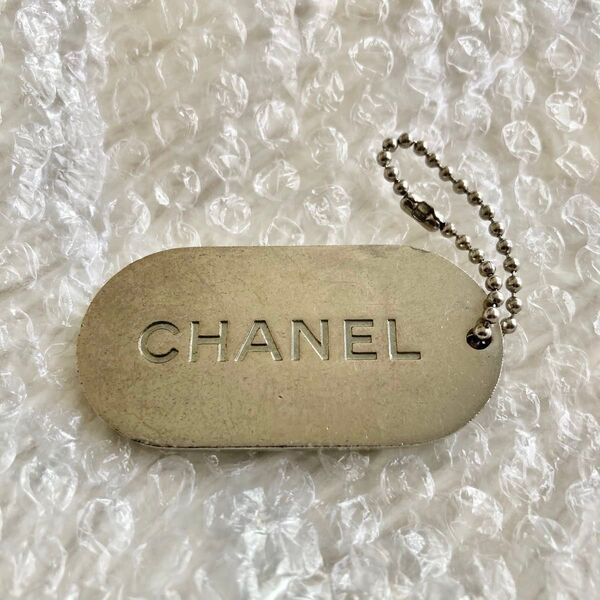 CHANEL/シャネル■非売品 キーホルダー キーチャーム ドッグタグ ペンダント キーチェーン■シルバー×グリーン/ゴールド