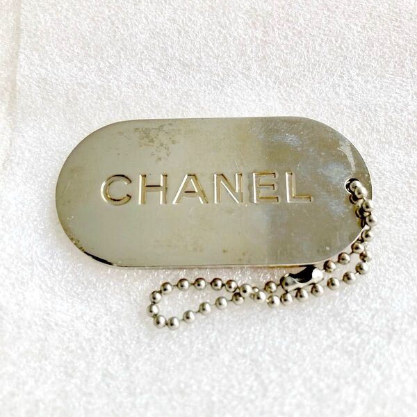 CHANEL/シャネル■キーチャーム 非売品 ドッグタグ キーホルダー ペンダント キーチェーン■シルバー×イエロー/ゴールド