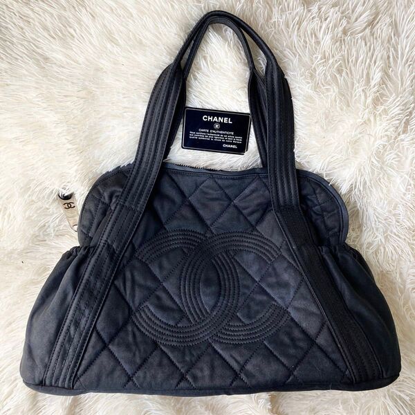 CHANEL/シャネル■ココマーク マトラッセ ボウリング ボストンショルダーバッグ■黒/ブラック*Gカード、シリアルシール有