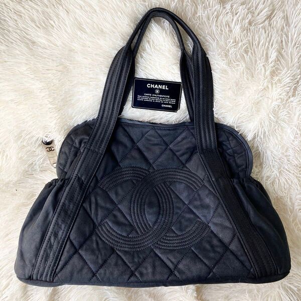 CHANEL/シャネル■ココマーク マトラッセ ボウリング ボストンショルダーバッグ■黒/ブラック*Gカード、シリアルシール有