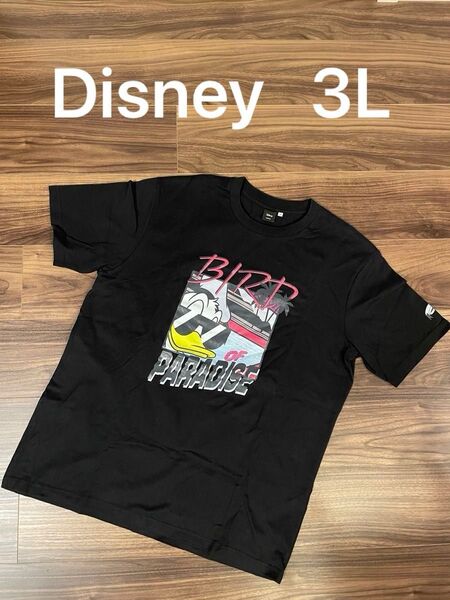 Disney ディズニー ドナルド 半袖 Tシャツ カットソー 黒 ブラック 3L XXL コットン 綿100