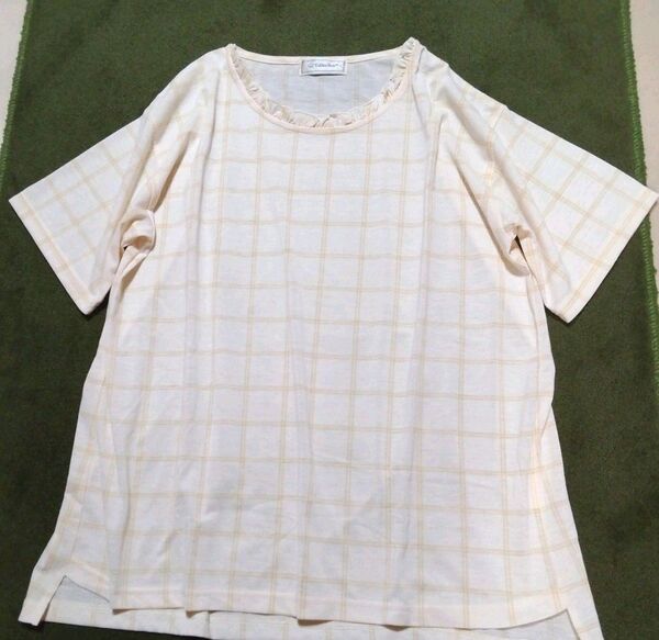 美品 ゴールデンベア ゆったり 格子柄 フリル トップス カットソー LL
