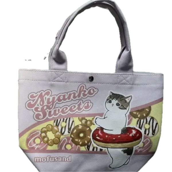 トートバッグ ミニトートバッグ モフサンド mofusandドーナツにゃん猫ネコねこピンク