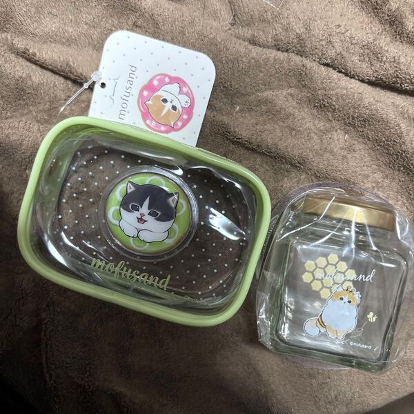 モフサンドmofusandミニ小瓶小物入れビニールポーチグリーンみどり猫ねこネコ