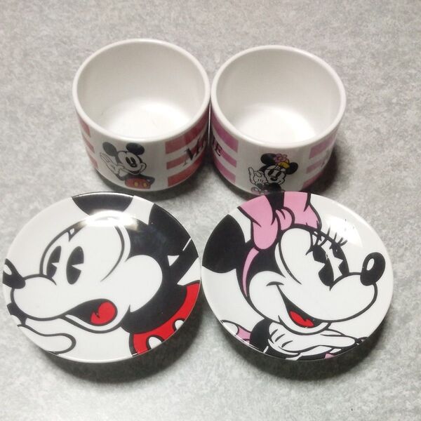 ミッキー&ミニー レトロ ペア食器セット お皿と小鉢 2個セット