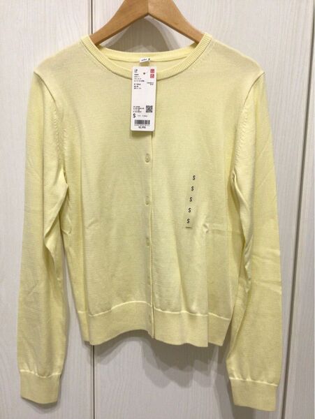 ユニクロ UVカット クルーネックカーディガン Sサイズ イエロー