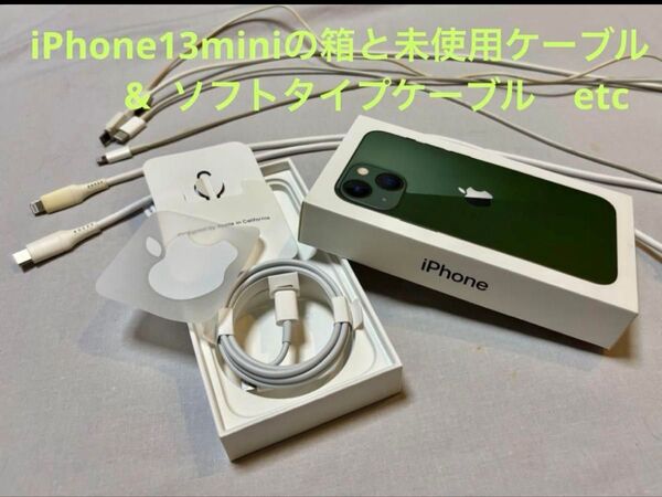 iPhone 13 mini ミッドナイトグリーン箱と Lightningケーブル付き