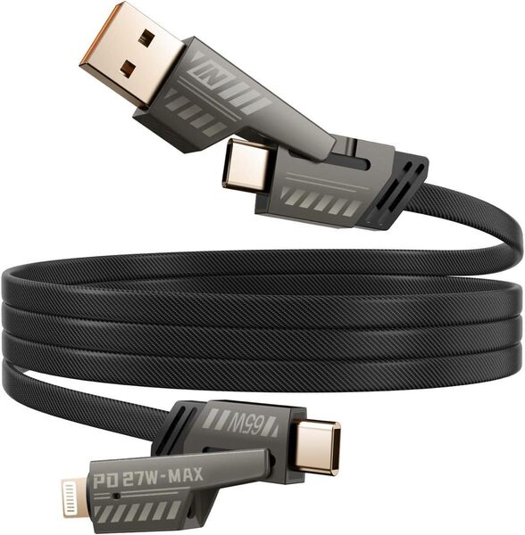 新品 USB Type C ライトニング 変換 マルチ 充電ケーブル 1.2M 最大65W 4in1 ケーブル 高速充電 PD対応