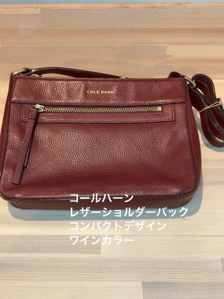 COLE HAAN コールハーン レザーミニショルダーバッグ ボルドーカラー コンパクト 上質レザー