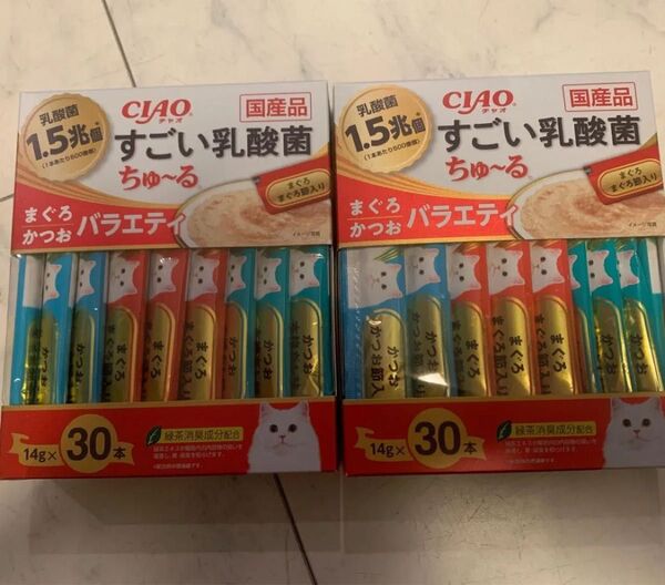 いなばペットフード CIAO すごい乳酸菌ちゅ〜る おやつ 猫用 14g×30本 × 2箱