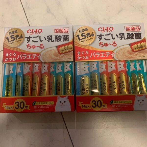 いなばペットフード CIAO すごい乳酸菌ちゅ〜る おやつ 猫用 14g×30本 × 2箱