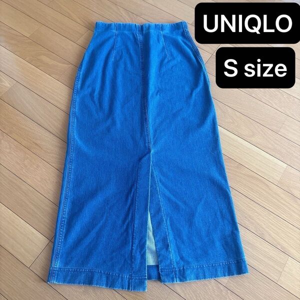 UNIQLO デニムスカート Sデニムジャージーナローロングスカート デニム ボトムス タイトスカート スカート ロングスカート