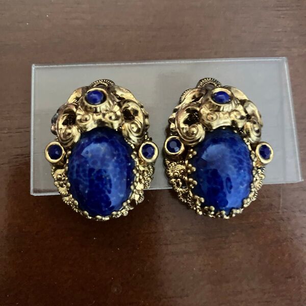 W.germany イヤリング 西ドイツ ブルー vintage
