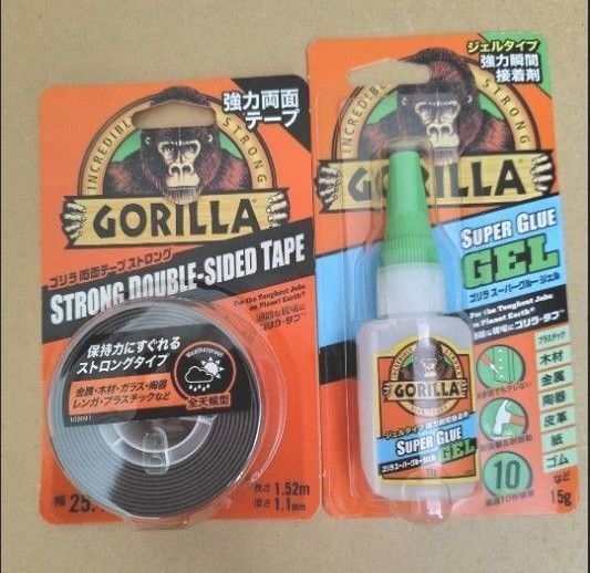 gorilla ゴリラ両面テープストロング & スーパーグルージェル瞬間接着剤