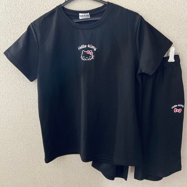 ハローキティ Tシャツ&ハーフパンツ 上下セットアップ ブラック
