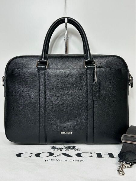 【良品】定価11万 コーチ メンテ済み COACH メンズ ビジネス 2way バッグ ブリーフケース ショルダー 本革 レザー