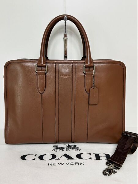 【良品】定価9.6万 コーチ メンテ済み COACH メンズ ビジネス バッグ ブリーフケース ショルダー 2way レザー