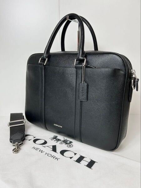 【良品】定価11万 コーチ メンテ済み COACH メンズ ビジネス 2way バッグ ブリーフケース ショルダー 本革 レザー